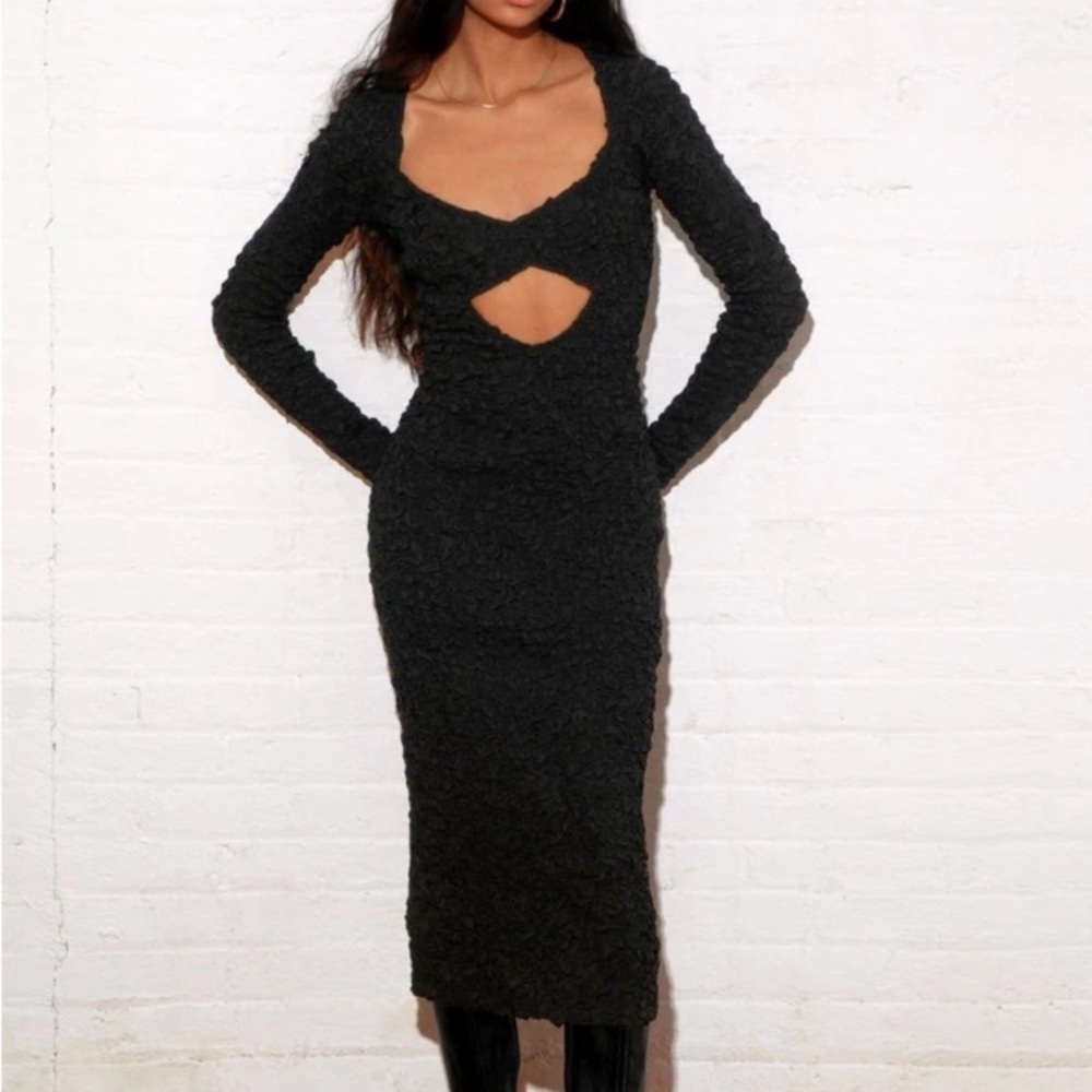 Mara Hoffman Dione Midi Dress In Black Tencel Large NWT